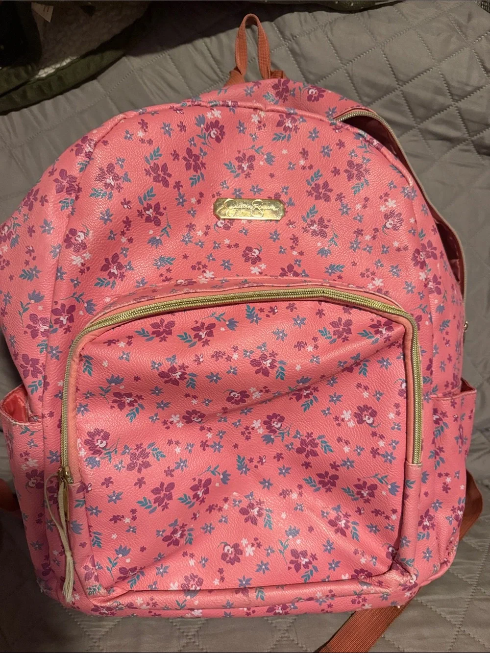 Jessica Simpson Pink Floral Backpack with Gold Accent